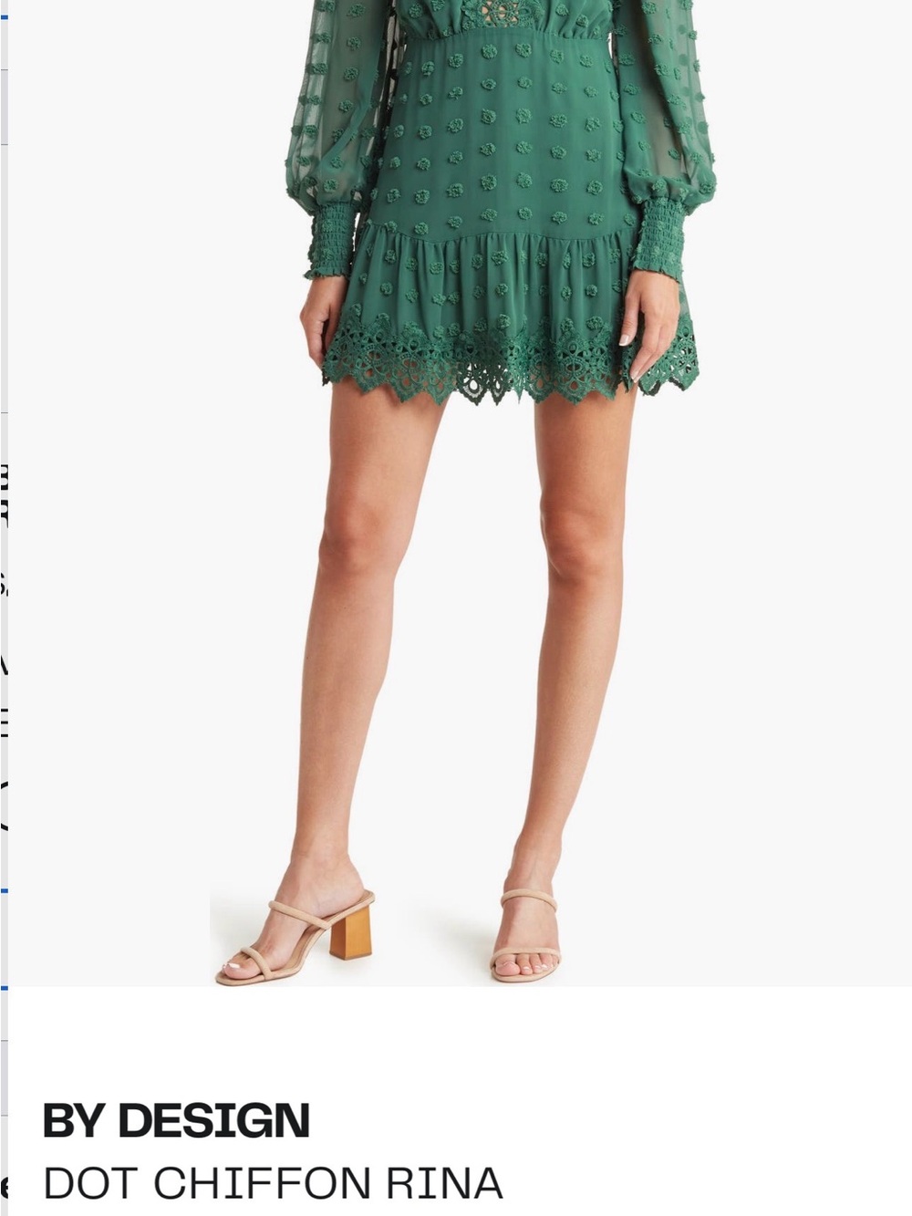 Love By Design Green Dot Chiffon Mini Dress